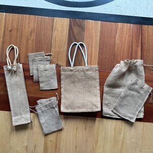 Burlap gift bags - nine (9)